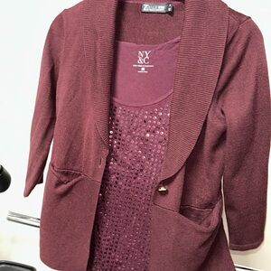 New York & Company Women's Deep Burgundy Blazer